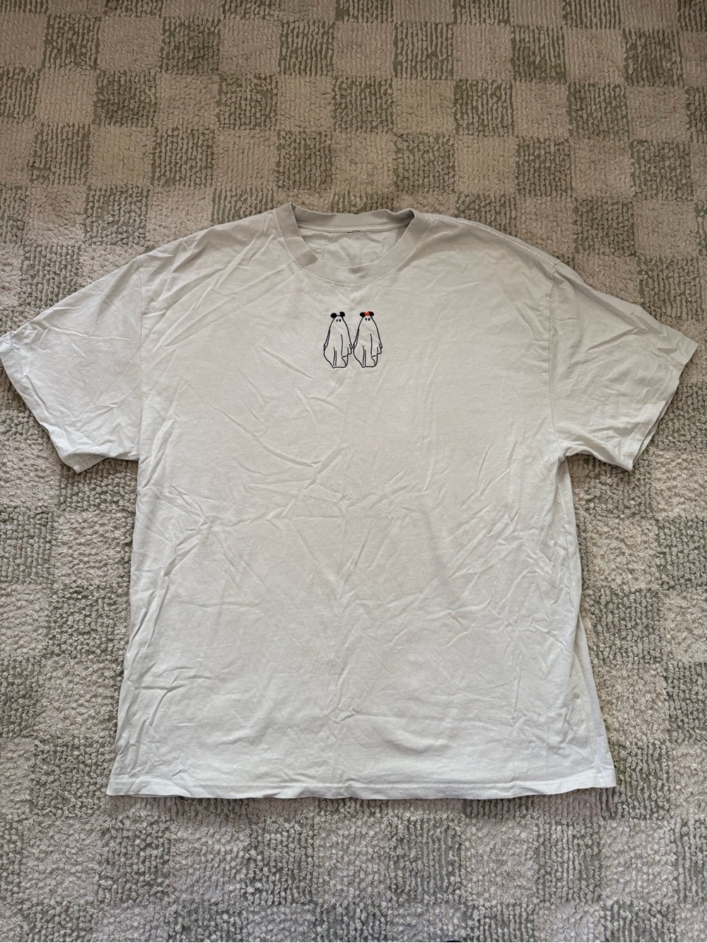 Halloween Disney Themed Short-Sleeve Tee with Ghost Embroidery